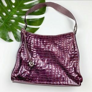 Brighton Purple Croc Embossed Shoulder Bag